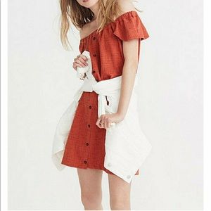 Madewell | S, Off the Shoulder Dress in Spiced Rose